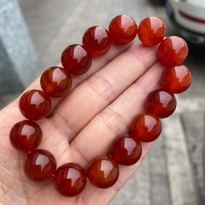 Natural Red Carnelian Beaded Bracelet – Agate Onyx Stone Stretch Yoga Healing Jewelry for Men & Women, Gift Idea