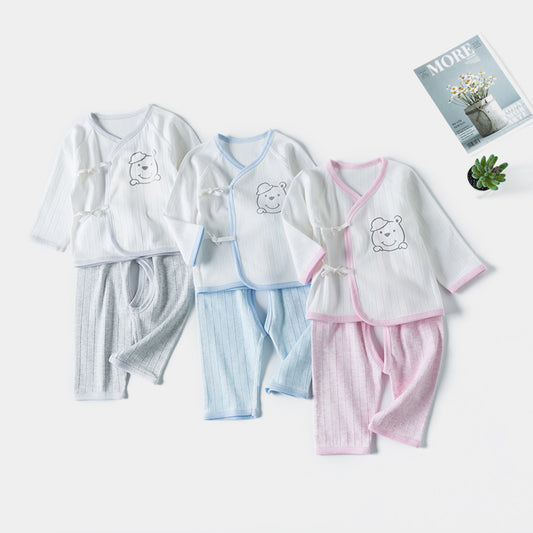 Blue Jacquard Striped Cotton Casual Set – Perfect For All Seasons