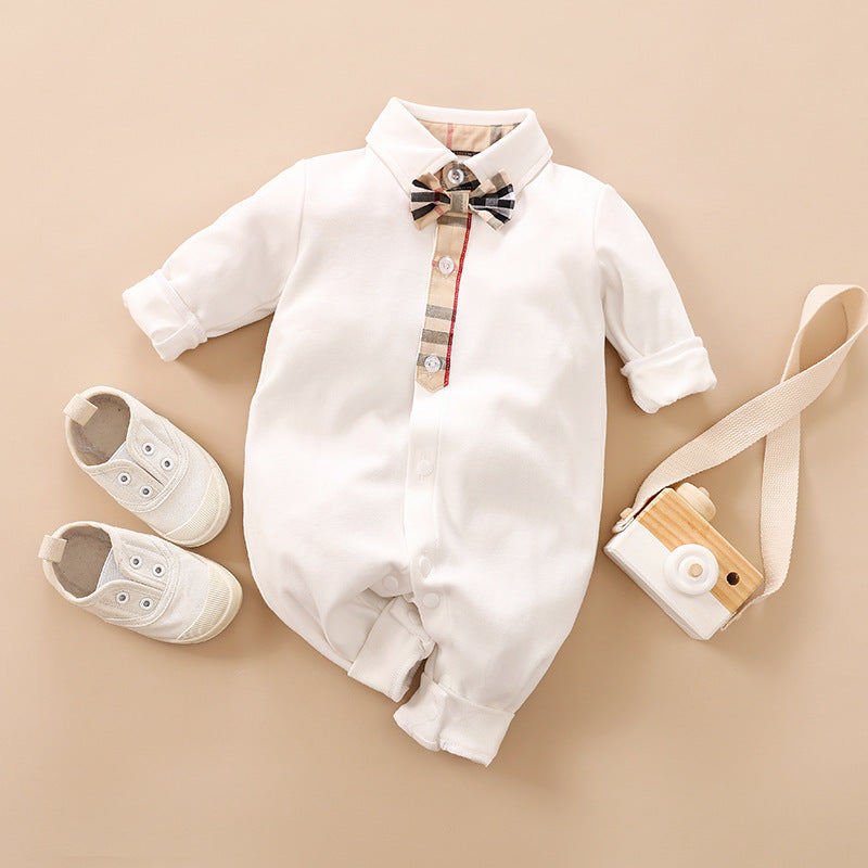 Gentleman Style Cotton Long Sleeve Baby Romper