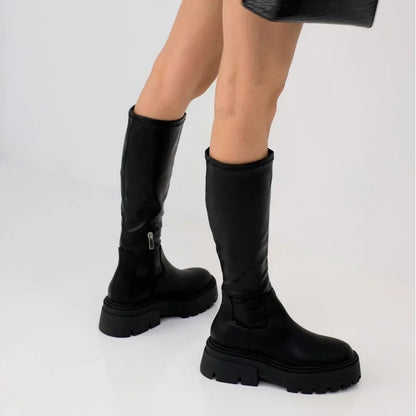 Women's Knee-High Boots – High Heel Tall Boots – Autumn Winter Warm Thick Sole Elastic Rider Boots