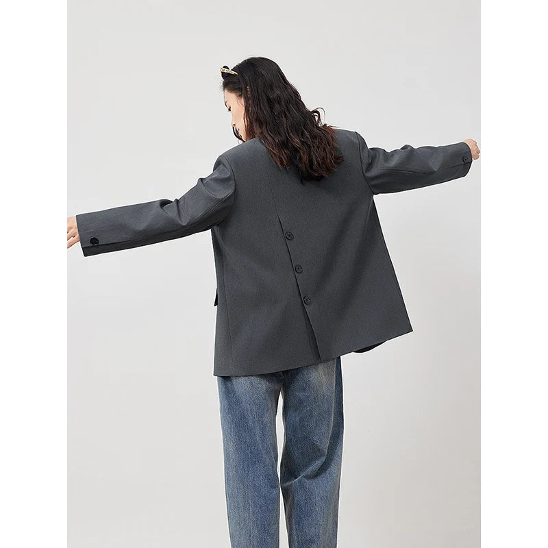 Office Lady Fashion Back Split Blazer Jackets