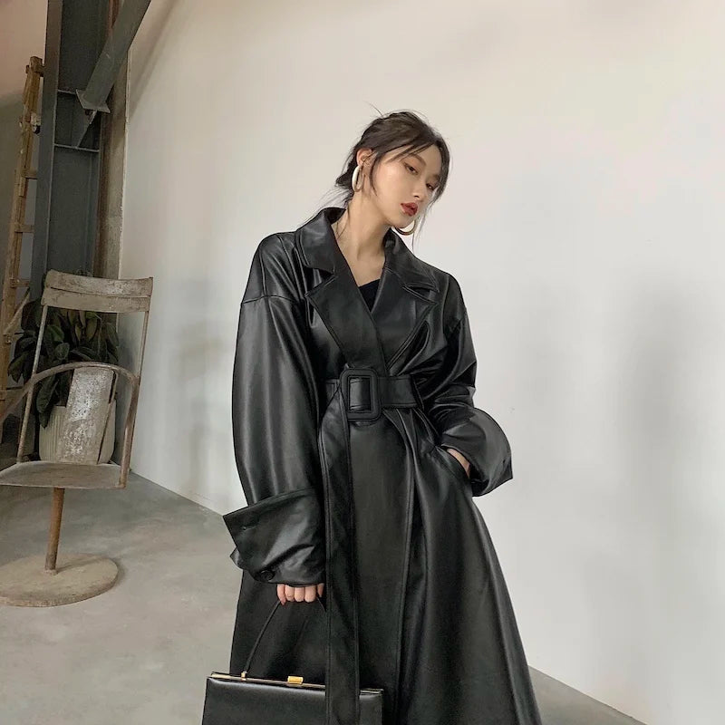 Long Oversized Leather Coats