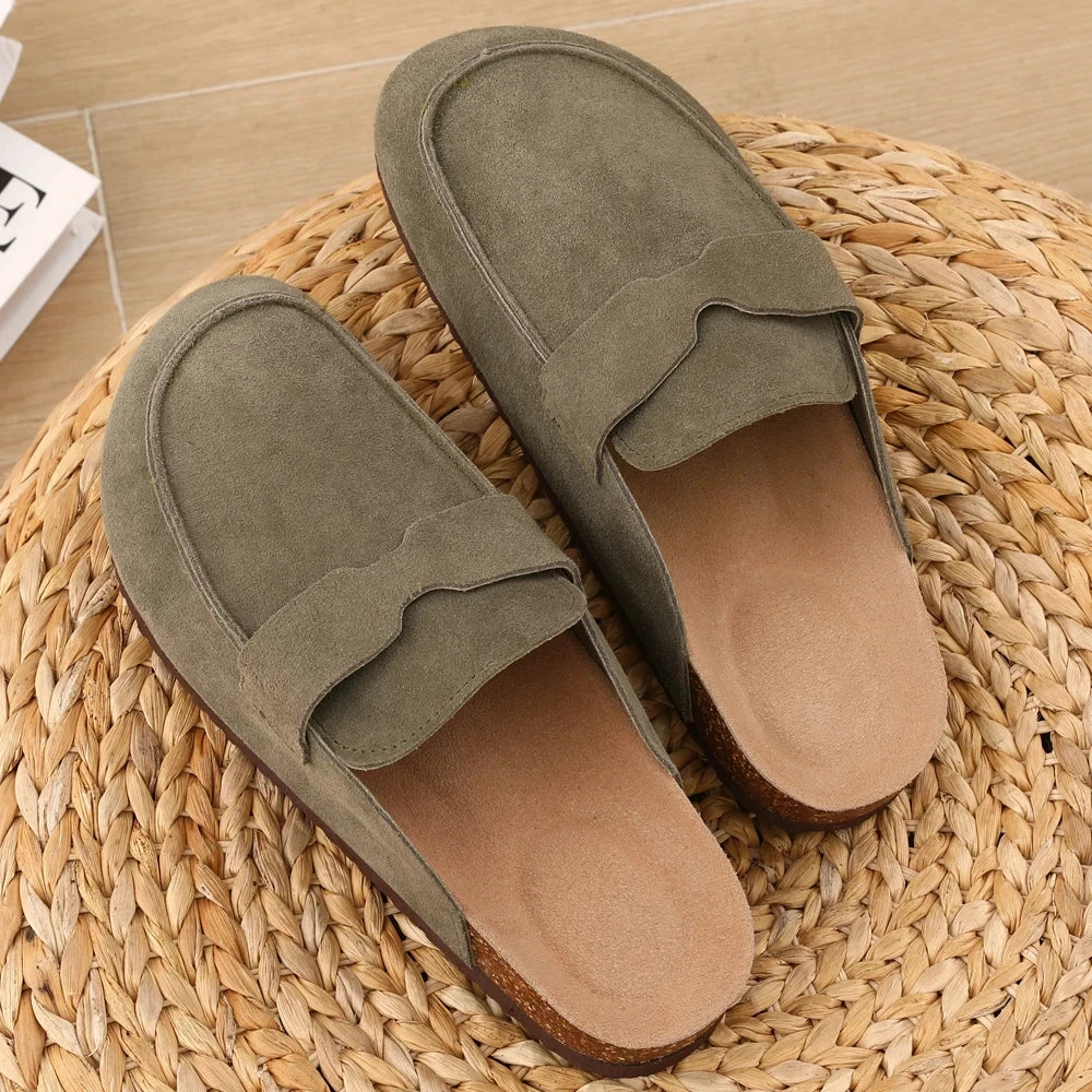 New Suede Clogs & Slippers – Soft Summer Cork Mules for Men & Women | Non-Slip Outdoor Beach & Home Shoes