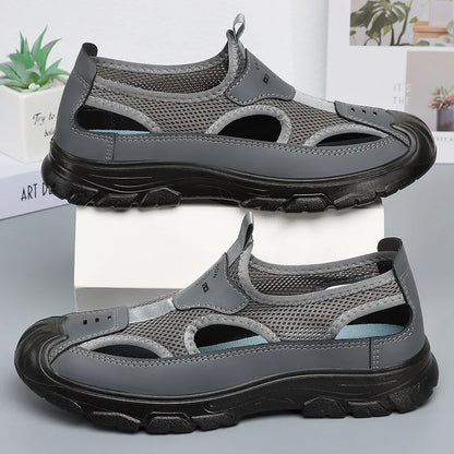 New Summer Men's Mesh Sandals – Breathable Soft Sole Slip-On Shoes | Lightweight & Non-Slip Casual Footwear