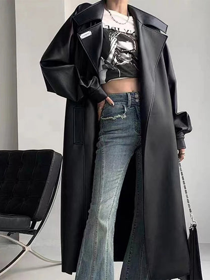 Winter Fashion Long Leather Coats