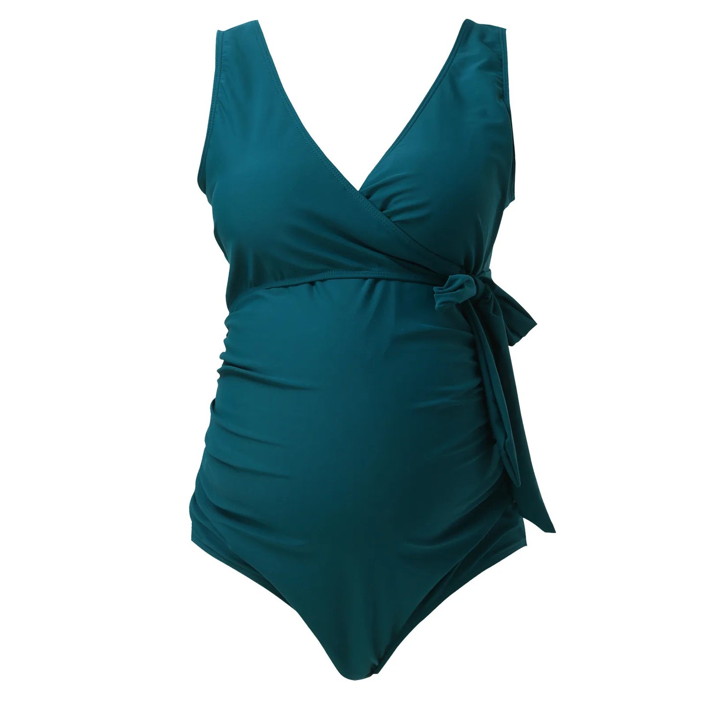 Maternity One-Piece Swimsuit – Sexy Deep V-Neck Monokini with Push-Up Support