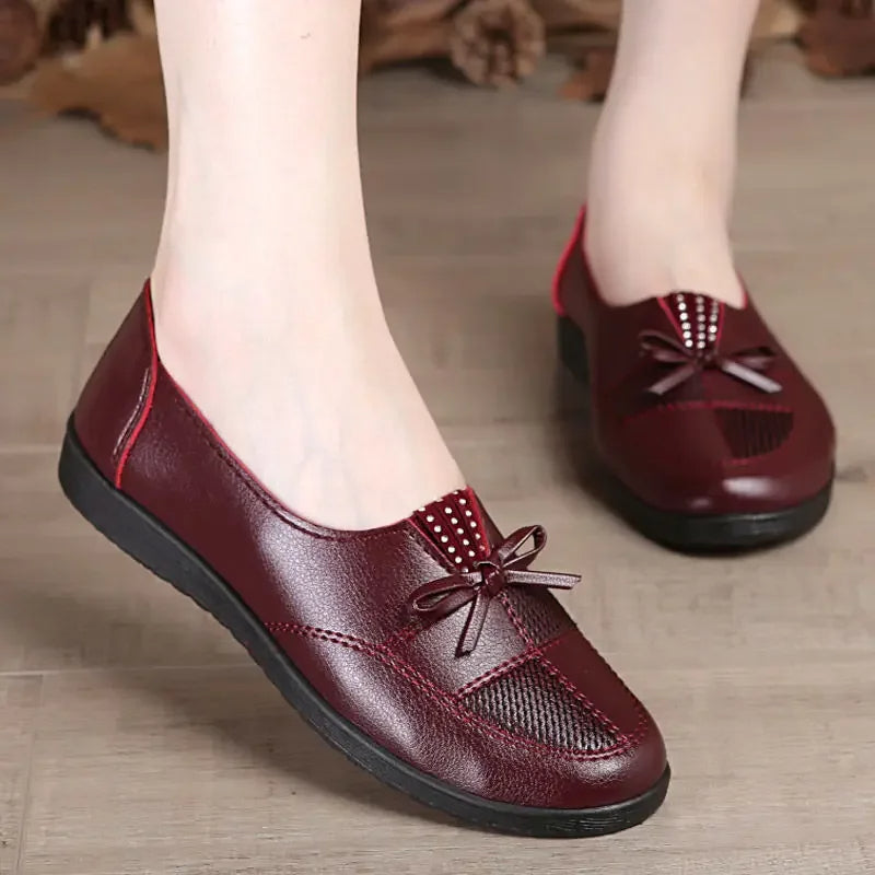 Spring Fashion Classic Casual Leather Women Flat Shoes