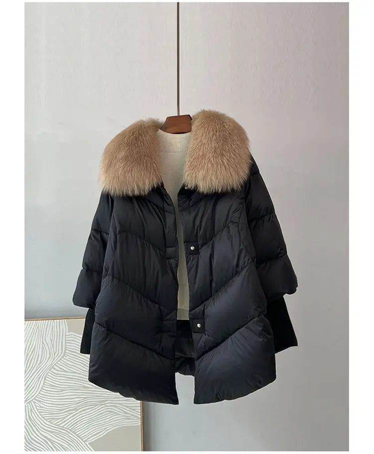 Fur Collar White Down Duck Lightweight Puffer Coats