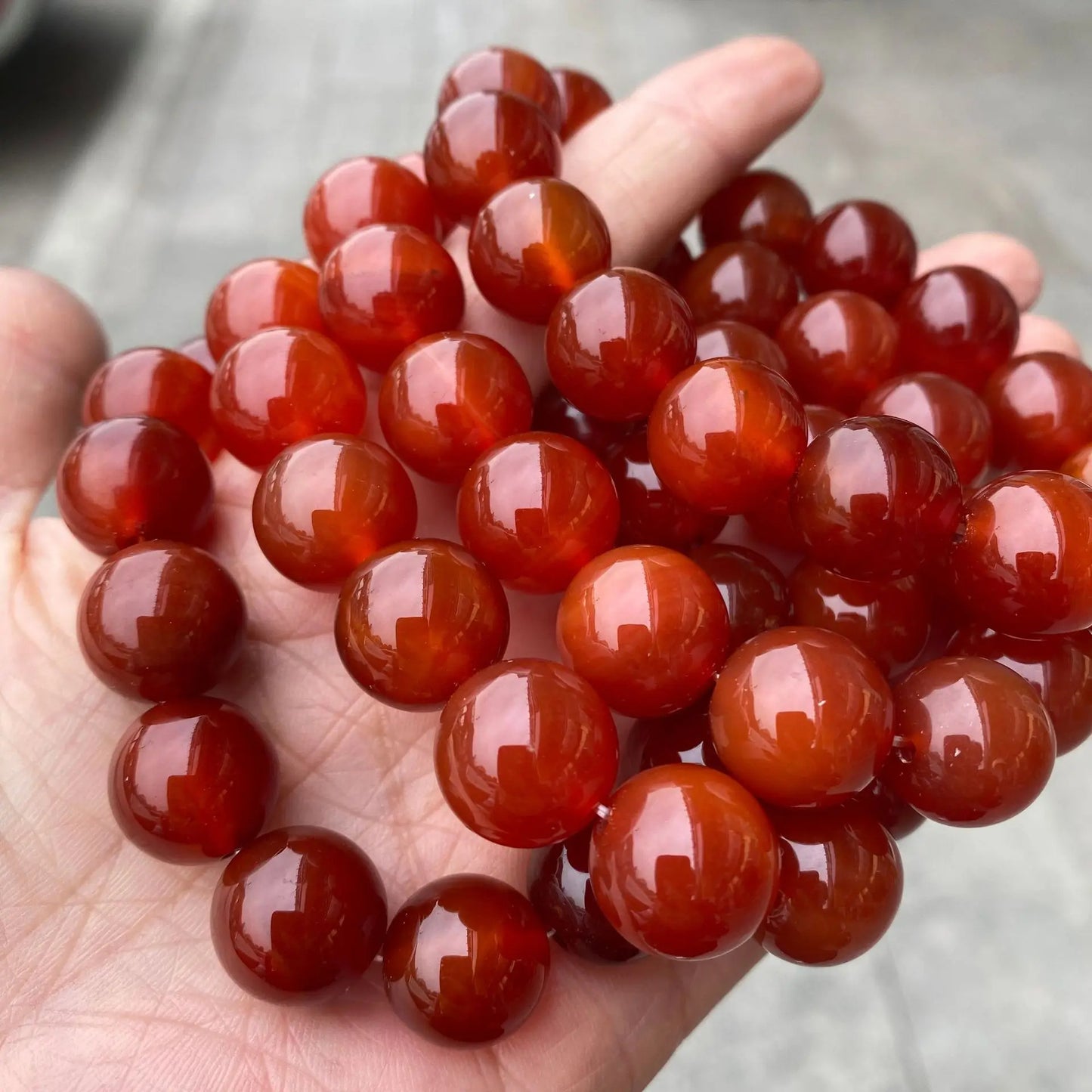 Natural Red Carnelian Beaded Bracelet – Agate Onyx Stone Stretch Yoga Healing Jewelry for Men & Women, Gift Idea