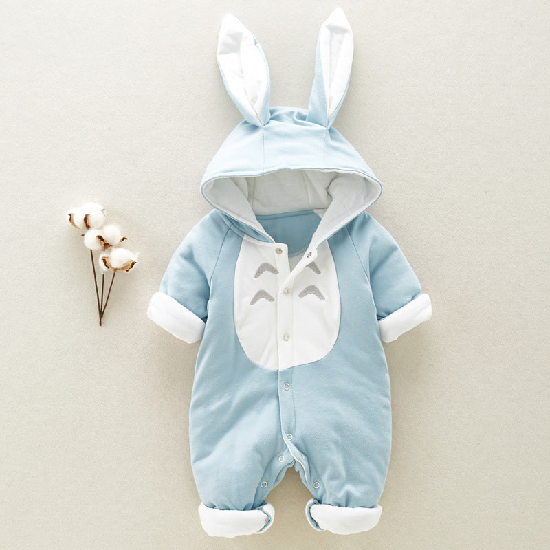 Baby Cartoon Hooded Romper – Cozy, Adorable & Perfect for Cold Days