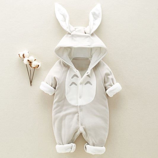 Baby Cartoon Hooded Romper – Cozy, Adorable & Perfect for Cold Days