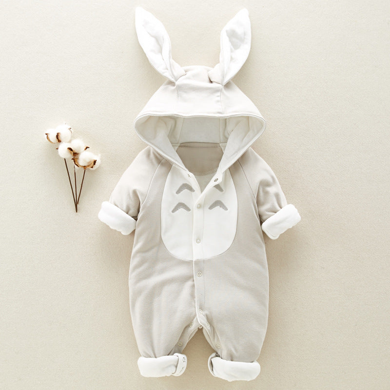 Baby Cartoon Hooded Romper – Cozy, Adorable & Perfect for Cold Days
