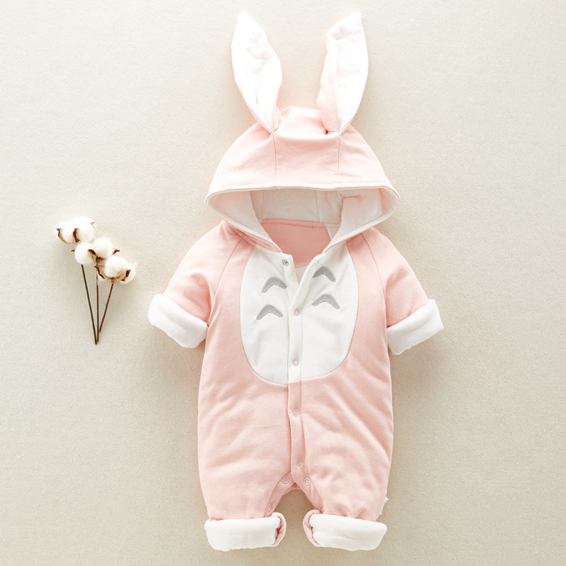 Baby Cartoon Hooded Romper – Cozy, Adorable & Perfect for Cold Days