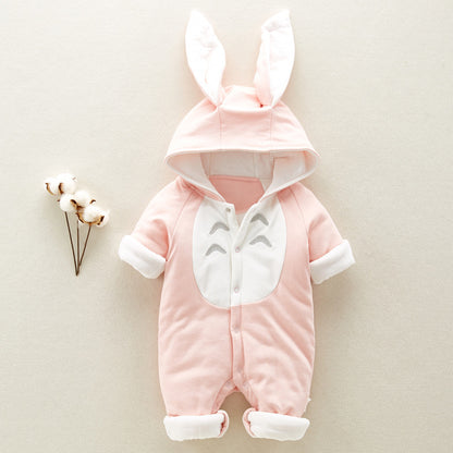 Baby Cartoon Hooded Romper – Cozy, Adorable & Perfect for Cold Days