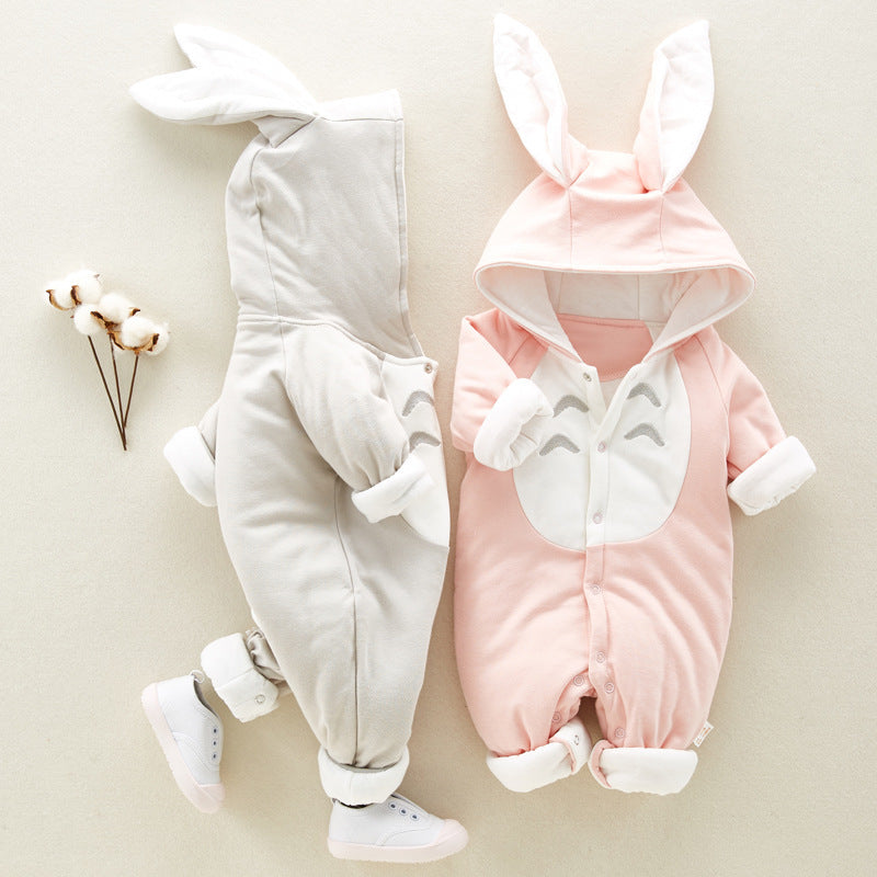 Baby Cartoon Hooded Romper – Cozy, Adorable & Perfect for Cold Days