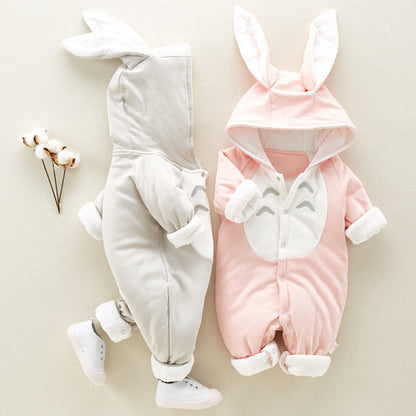 Baby Cartoon Hooded Romper – Cozy, Adorable & Perfect for Cold Days