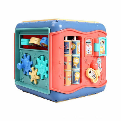 Montessori 6-Sided Activity Cube – Shape, Beads & Math Fun!