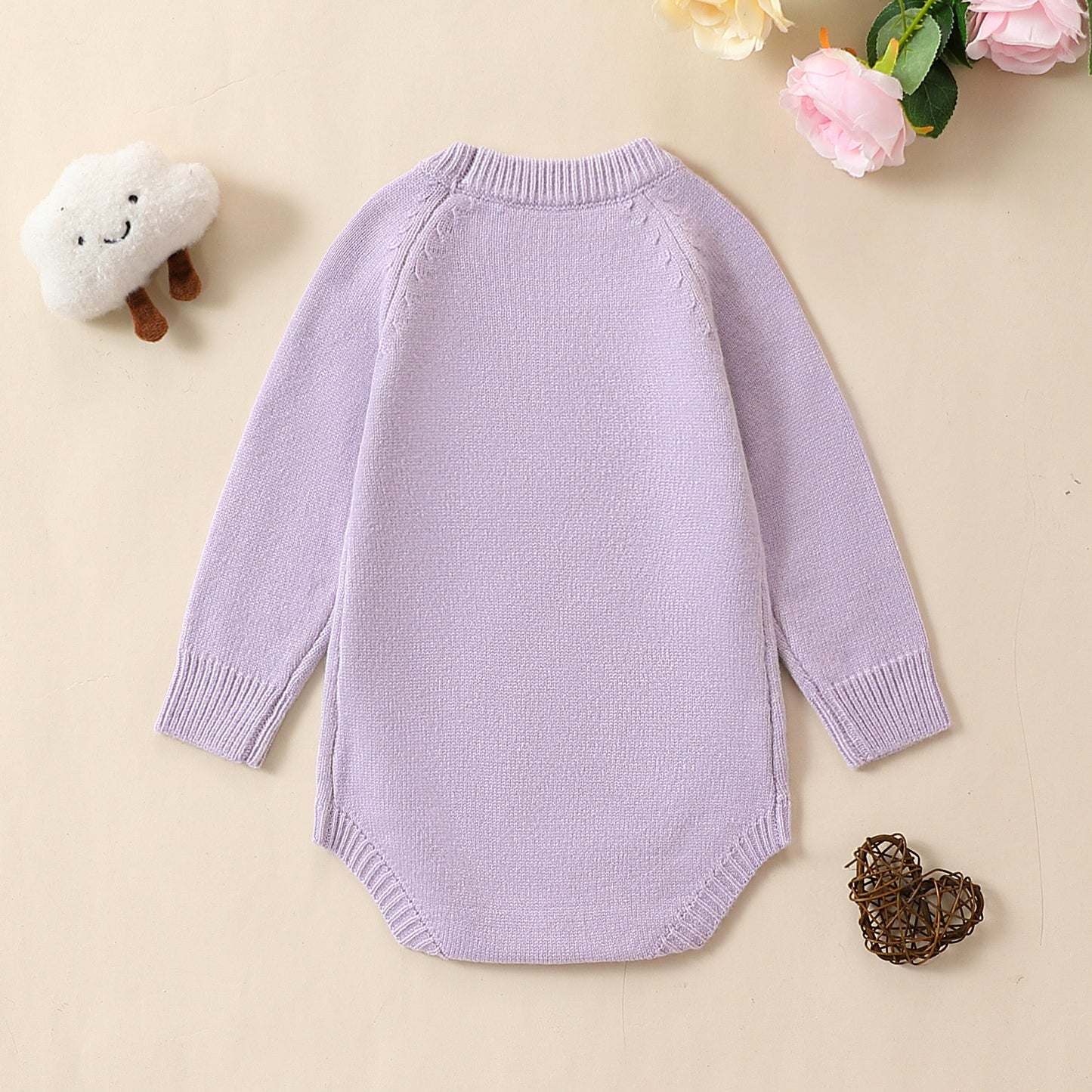 Lavender Purple Long Sleeve Baby Jumpsuit – Soft & Stylish Everyday Comfort