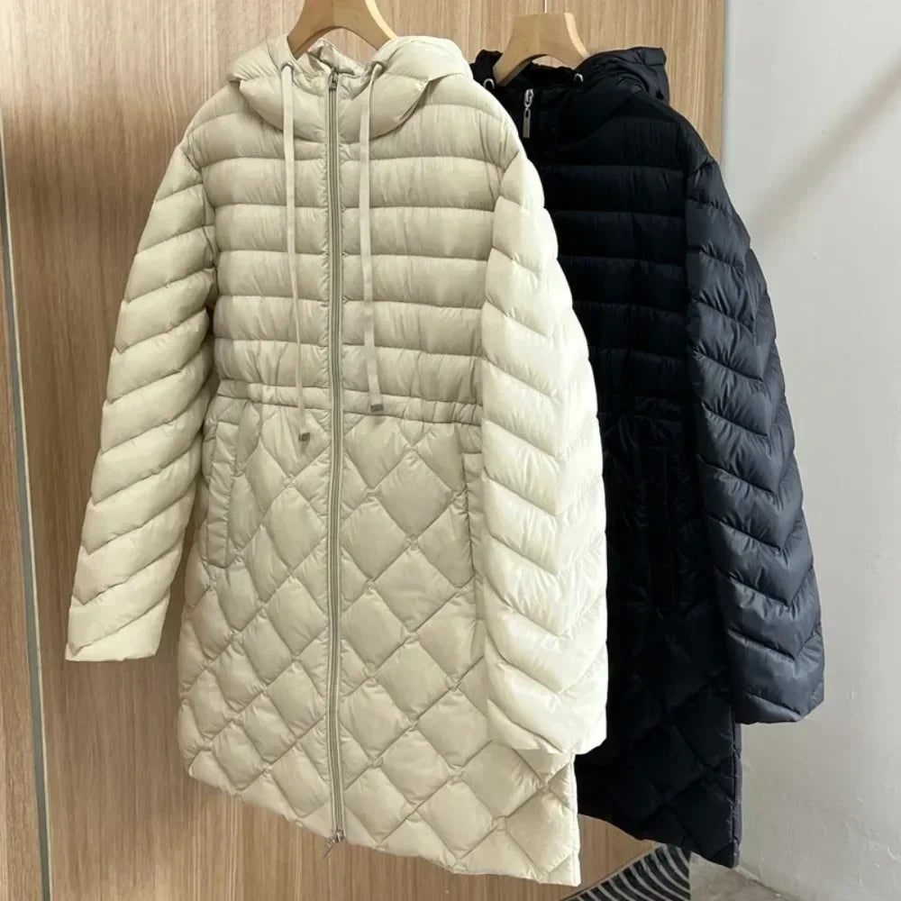 Long White Duck Down Lightweight Puffer Jackets