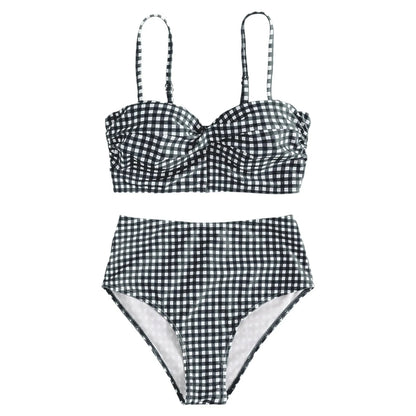 Summer Checkered Printed Bikini Set