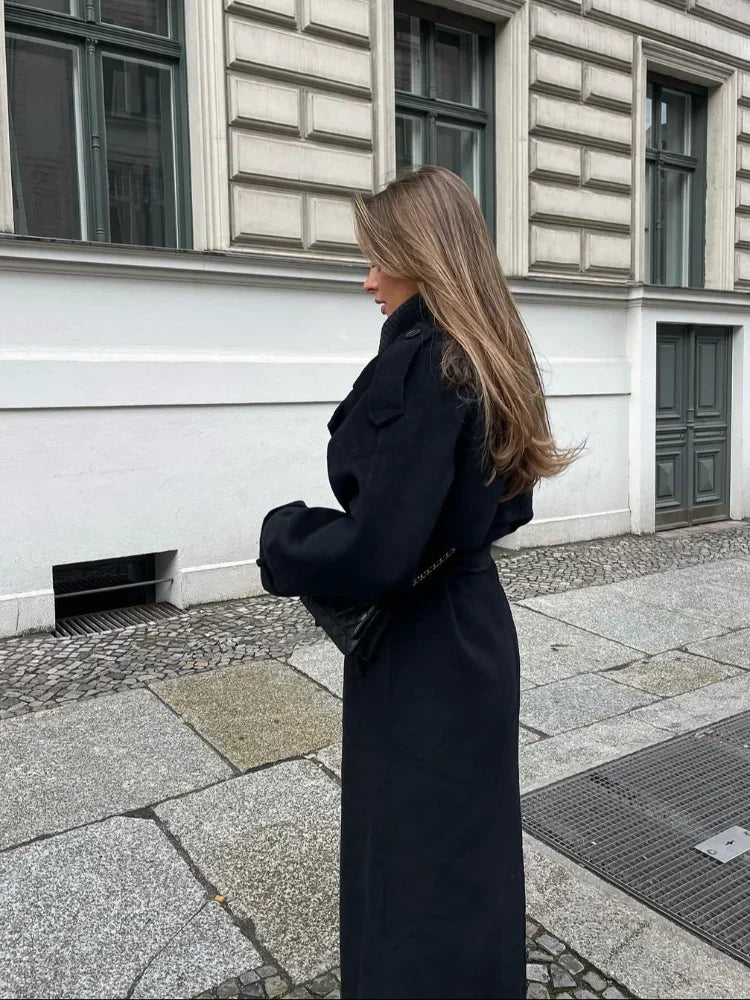 Black Woolen Long Coats