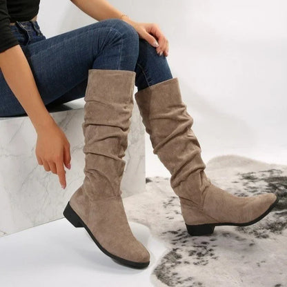 Women Faux Suede Knee High Long Boots