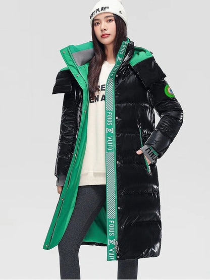 Glossy New Women Padded Long Quilted Parka Coats