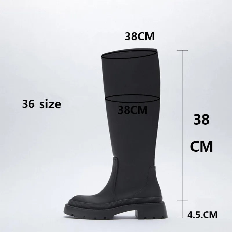 Women Winter Fashion Knee High Motorcycle Long Boots