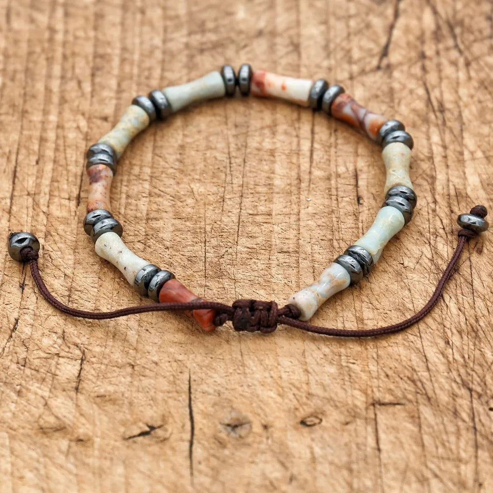 Handmade Shoushan Stone & Hematite Bracelet – Braided Health Charm Jewelry for Couples & Friends