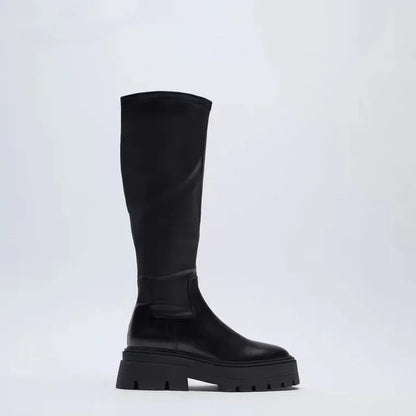 Women's Knee-High Boots – High Heel Tall Boots – Autumn Winter Warm Thick Sole Elastic Rider Boots