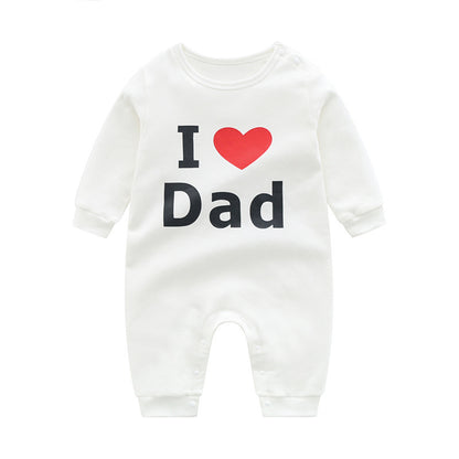 White Long-Sleeved Parent-Child Cotton Onesie