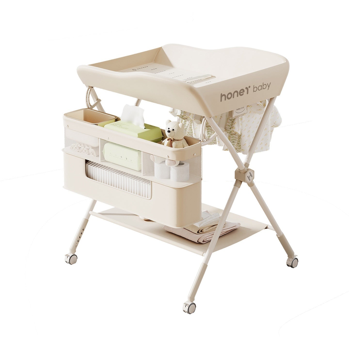 Multifunctional Foldable Baby Diaper Changing Table – Portable Adjustable Twin Bed with Storage
