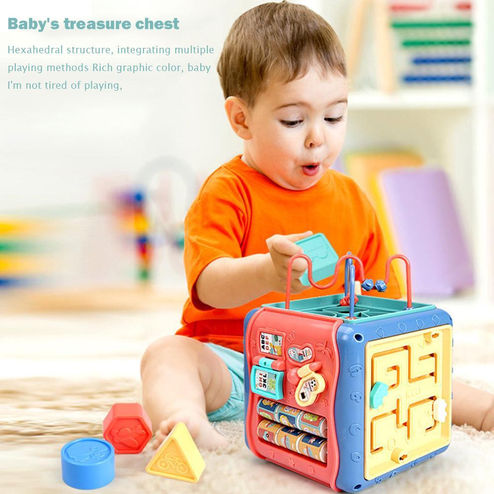 Montessori 6-Sided Activity Cube – Shape, Beads & Math Fun!