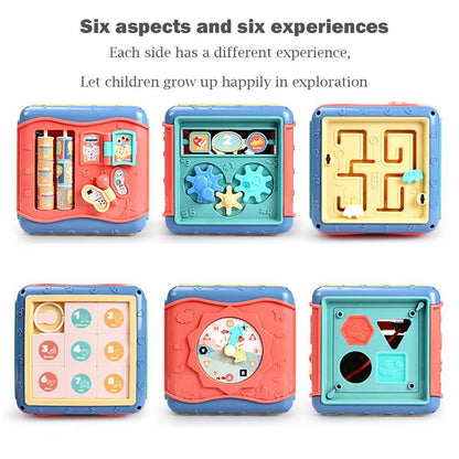 Montessori 6-Sided Activity Cube – Shape, Beads & Math Fun!
