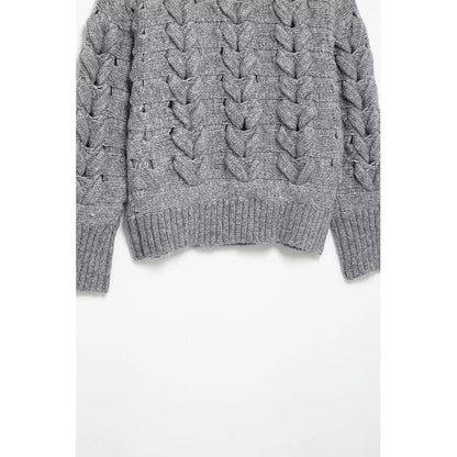 Vintage Elegant Style Knitted Grey Sweaters For Women