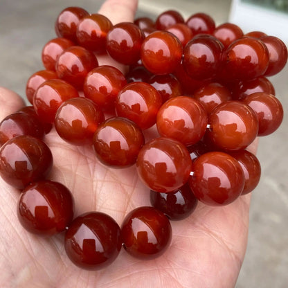 Natural Red Carnelian Beaded Bracelet – Agate Onyx Stone Stretch Yoga Healing Jewelry for Men & Women, Gift Idea