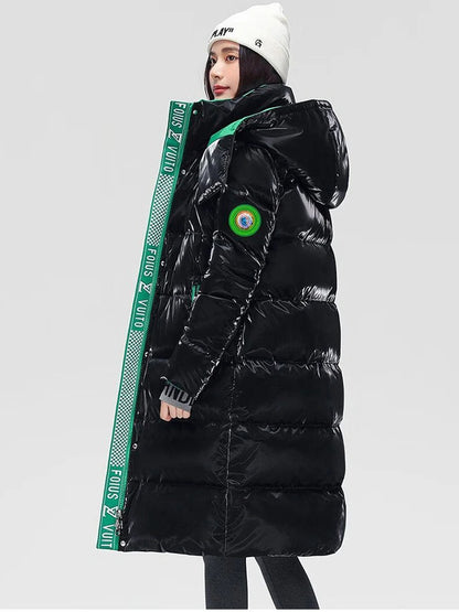 Glossy New Women Padded Long Quilted Parka Coats