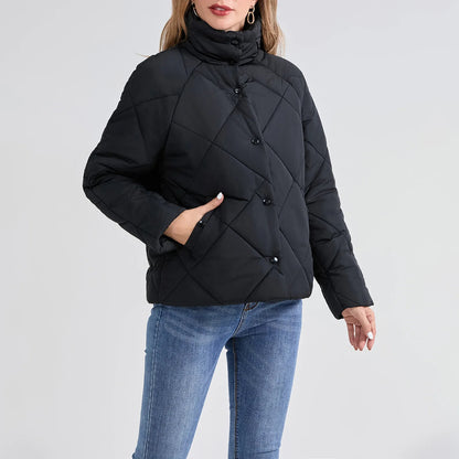 Stand Collar Button Down Winter Puffer Coats