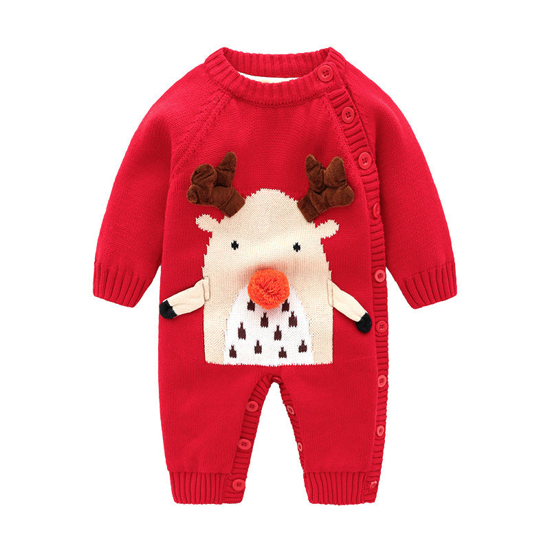 Christmas-Themed Cotton Baby Onesie – Adorable Korean Style for Holiday Cheer