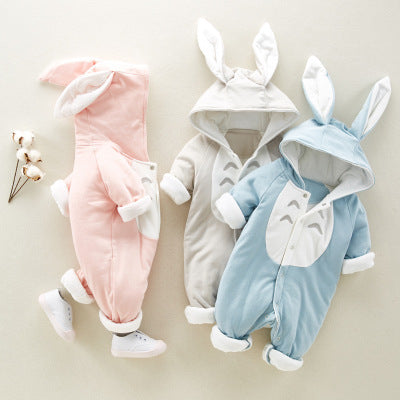 Baby Cartoon Hooded Romper – Cozy, Adorable & Perfect for Cold Days