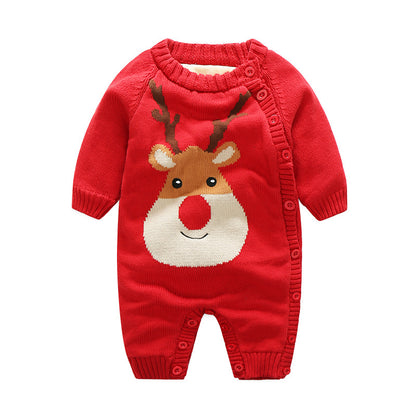Christmas-Themed Cotton Baby Onesie – Adorable Korean Style for Holiday Cheer