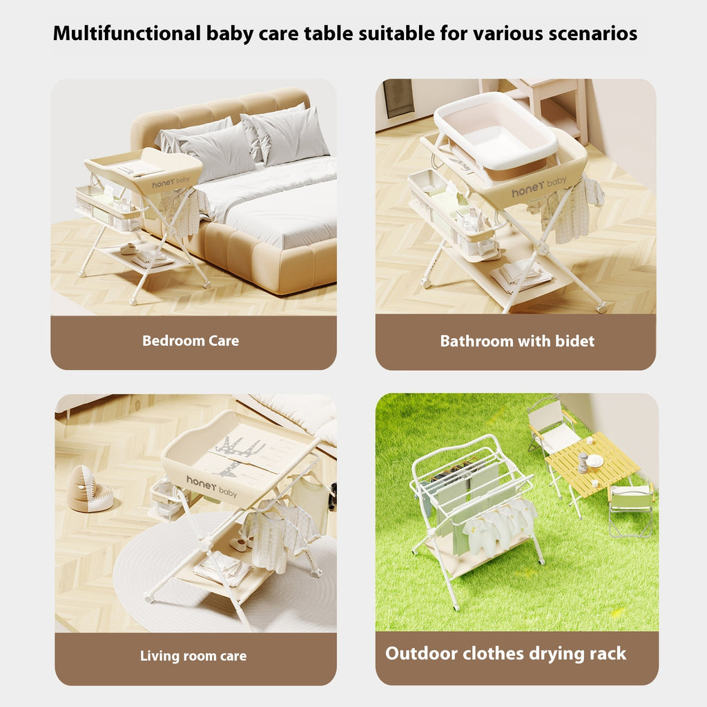 Multifunctional Foldable Baby Diaper Changing Table – Portable Adjustable Twin Bed with Storage