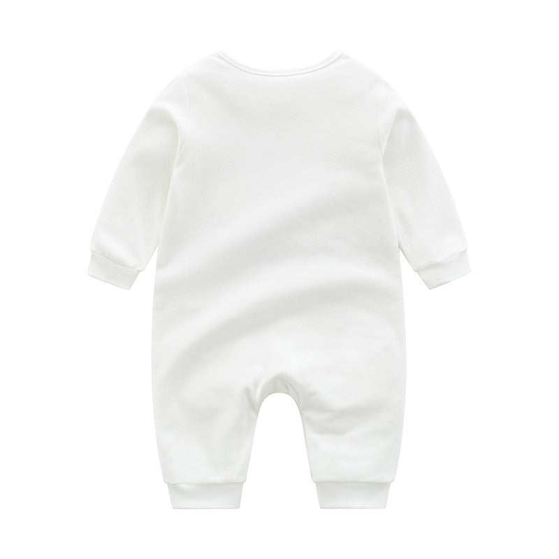 White Long-Sleeved Parent-Child Cotton Onesie