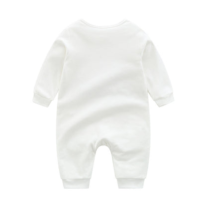 White Long-Sleeved Parent-Child Cotton Onesie