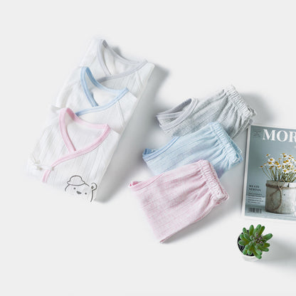 Blue Jacquard Striped Cotton Casual Set – Perfect For All Seasons