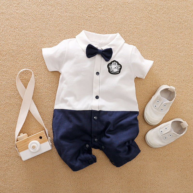 Gentleman Style Cotton Long Sleeve Baby Romper