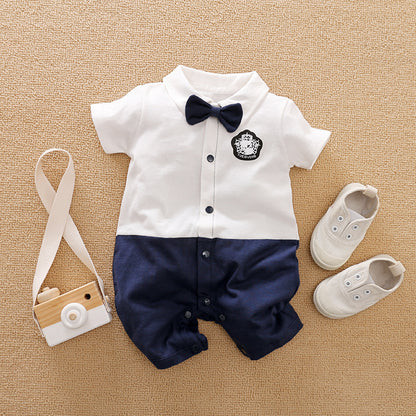 Gentleman Style Cotton Long Sleeve Baby Romper