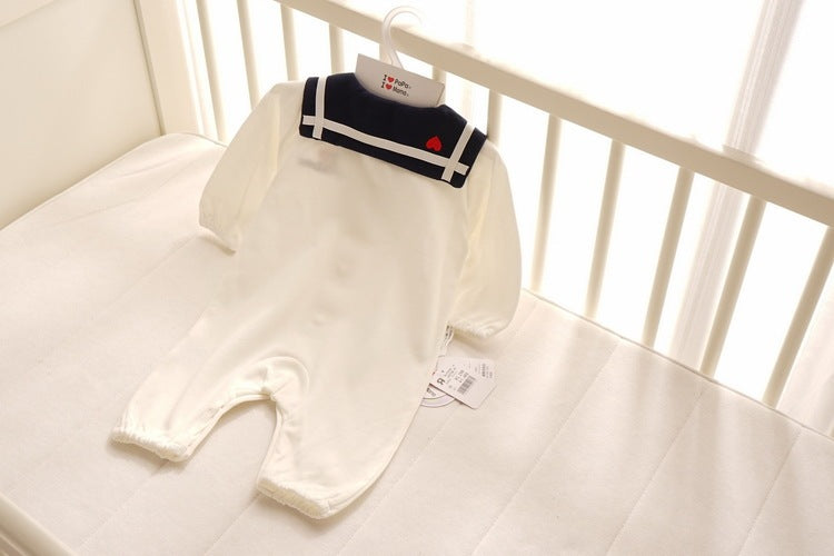 Navy Style Baby Onesie | Cotton Romper with Detachable Hood