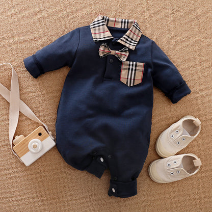 Gentleman Style Cotton Long Sleeve Baby Romper