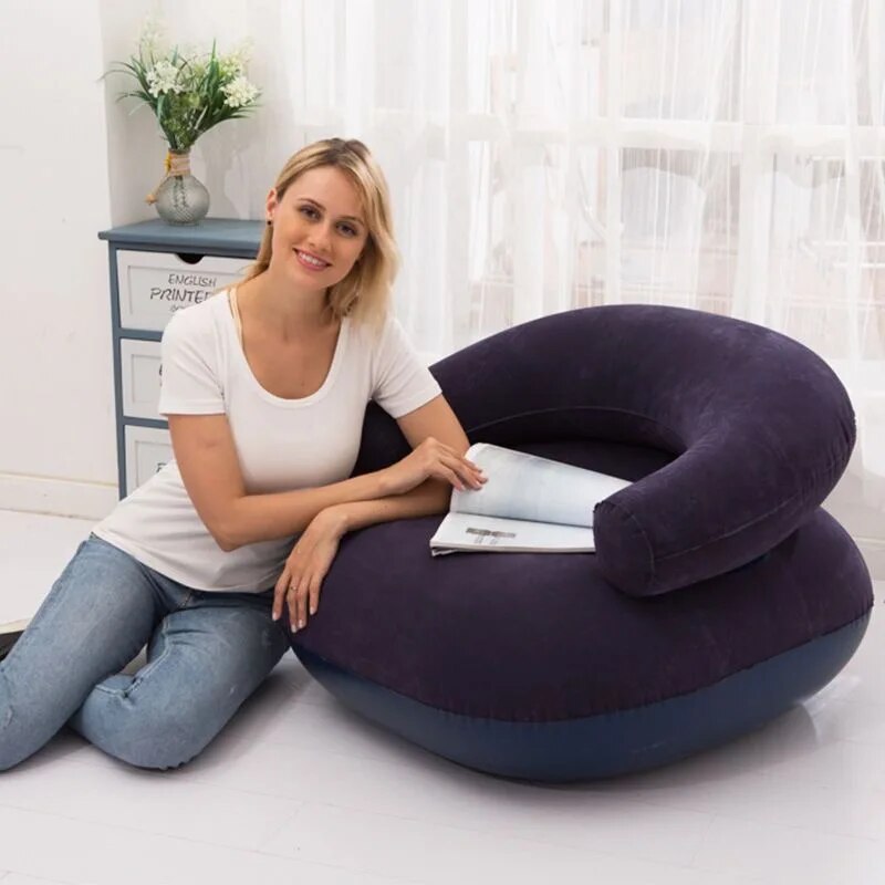 Kid/Adult Lazy Bean Folding Flocked Inflatable Sofa Chair